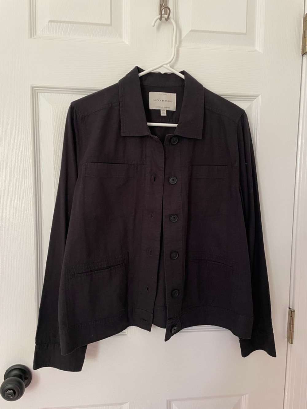 NWOT Lucky Brand black linen blend chore jacket M - Picture 6 of 7